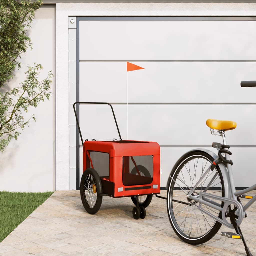 Cykelvagn för djur orange och svart oxfordtyg och järn