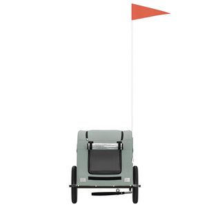 Cykelvagn för djur grå oxfordtyg och järn