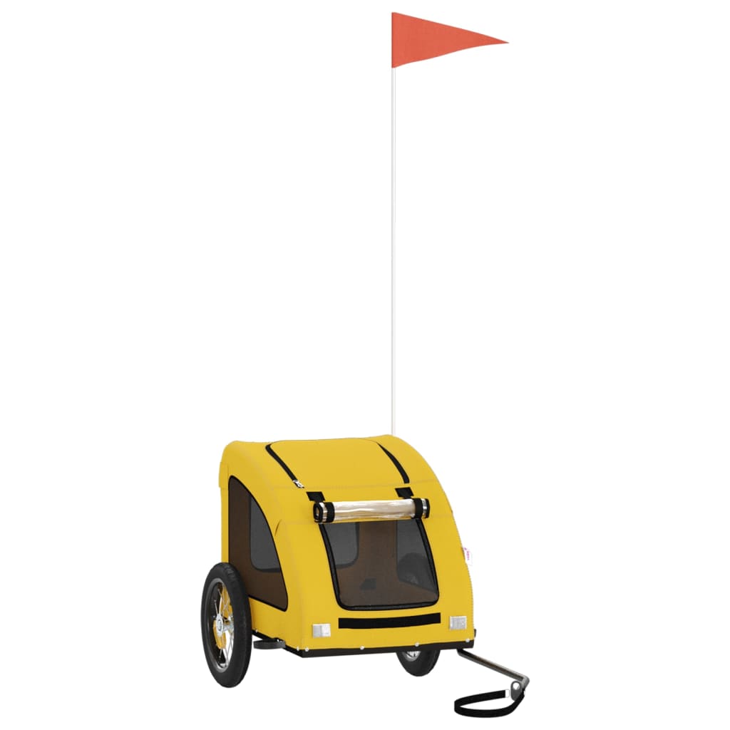 Cykelvagn för djur gul oxfordtyg och järn