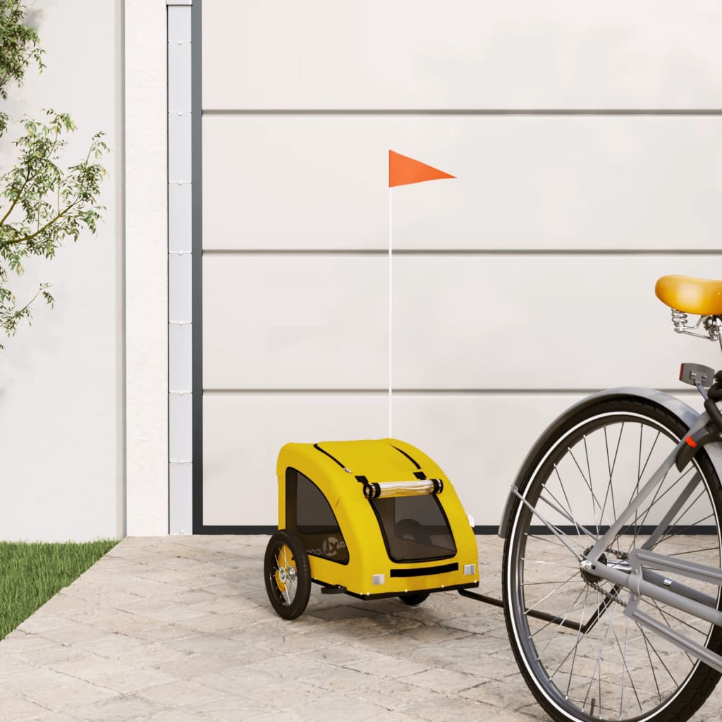 Cykelvagn för djur gul oxfordtyg och järn