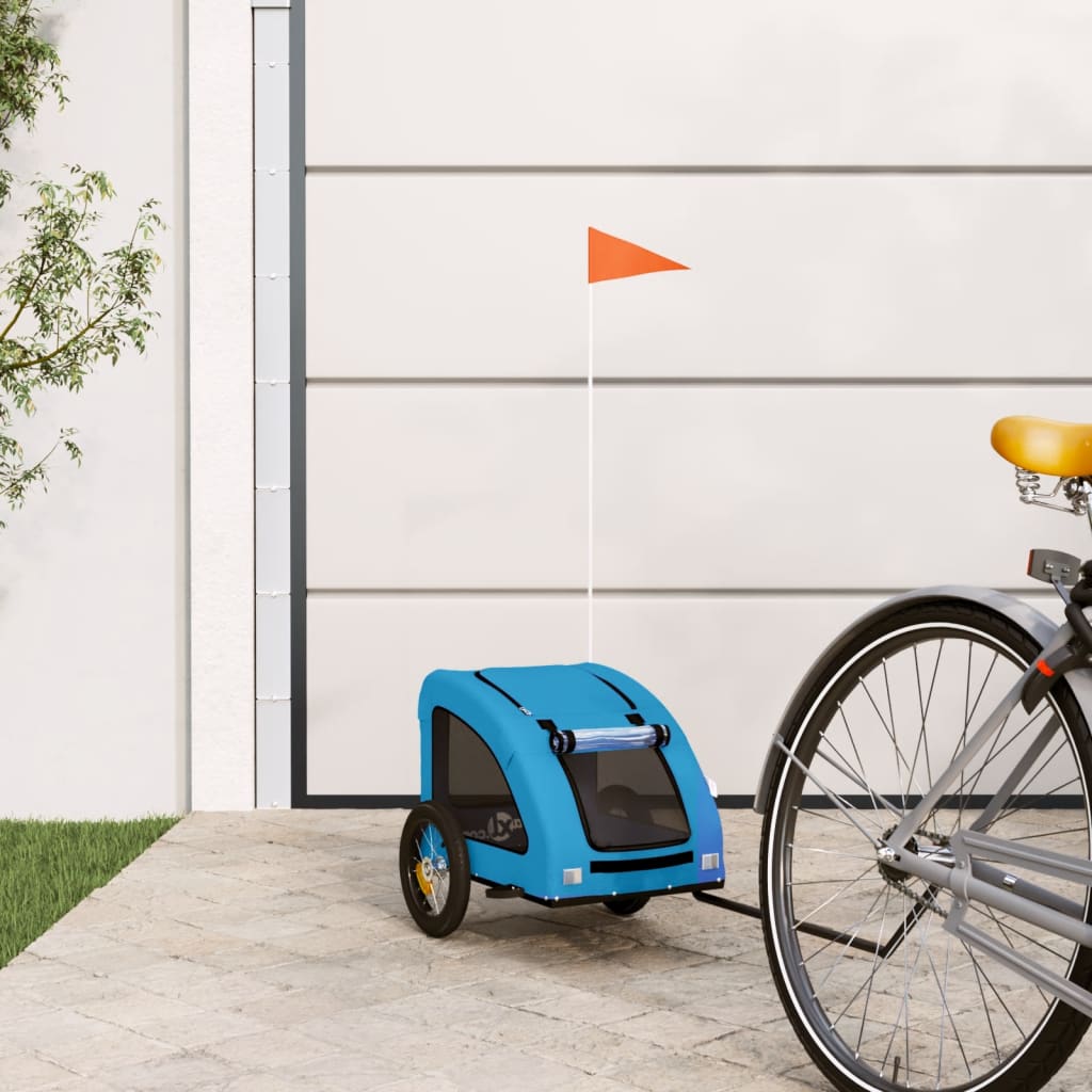 Cykelvagn för djur blå oxfordtyg och järn