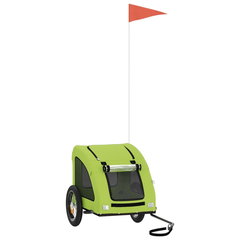 Cykelvagn för djur grön oxfordtyg och järn