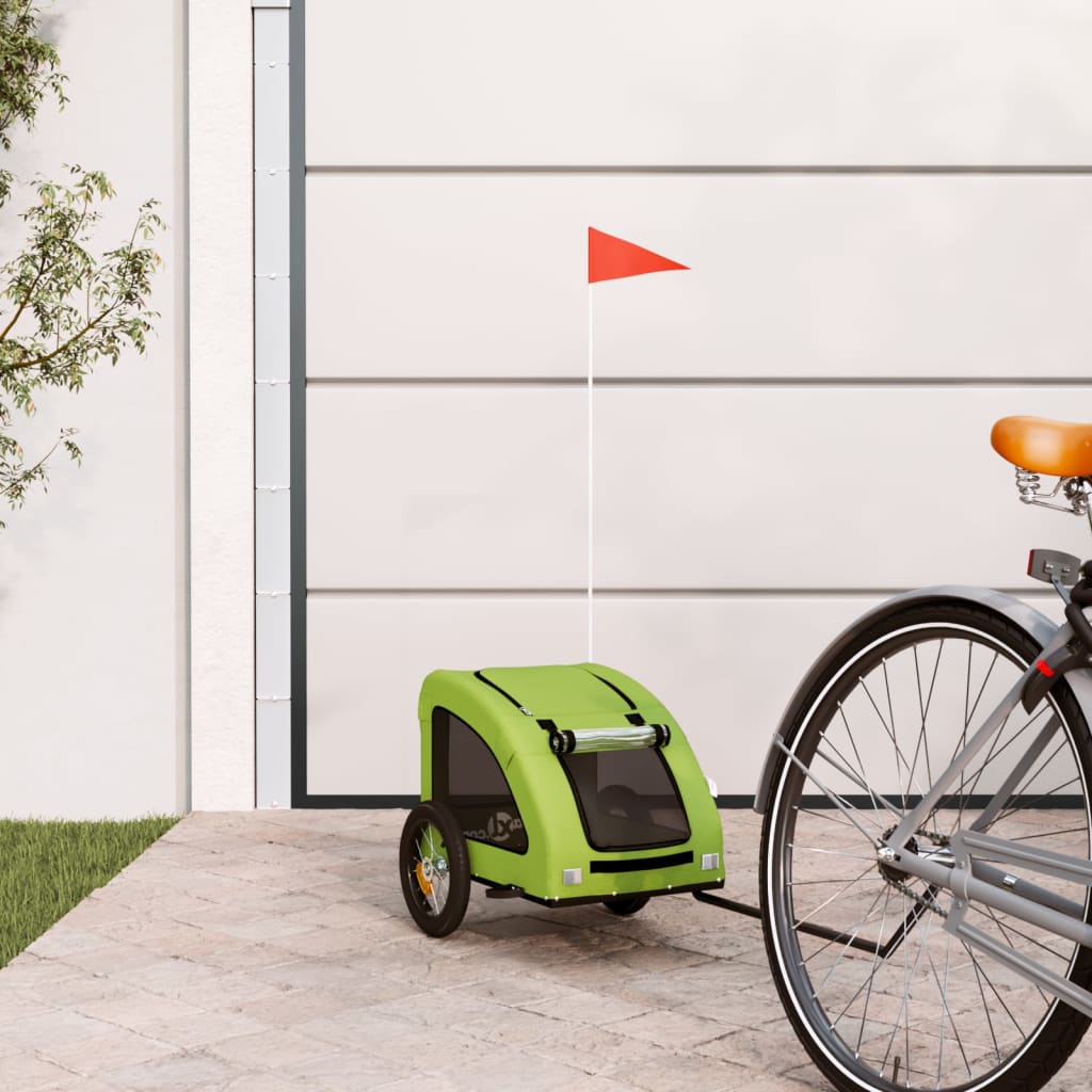 Cykelvagn för djur grön oxfordtyg och järn