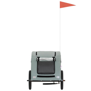 Cykelvagn för djur grå oxfordtyg och järn