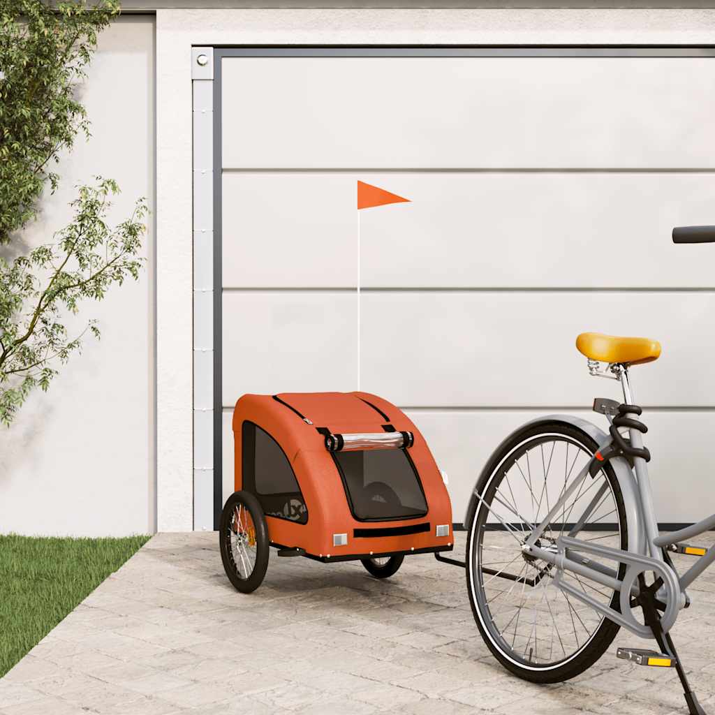 Cykelvagn för djur orange oxfordtyg och järn