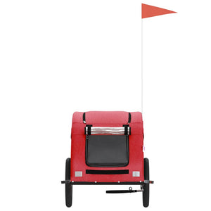 Cykelvagn för djur röd oxfordtyg och järn