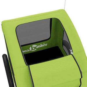 Cykelvagn för djur grön oxfordtyg och järn