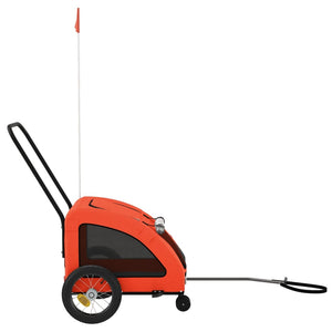 Cykelvagn för djur orange och grå oxfordtyg och järn