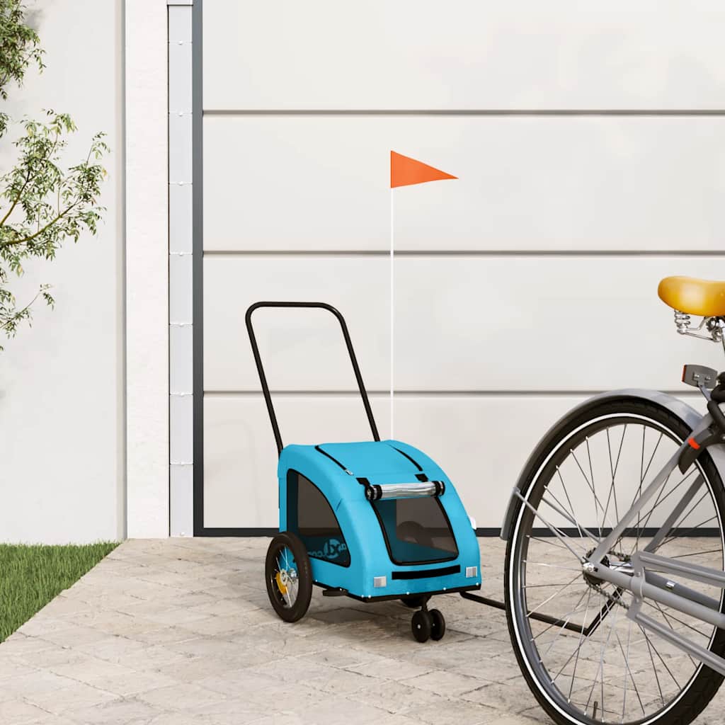 Cykelvagn för djur blå oxfordtyg och järn