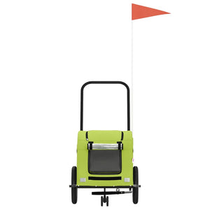 Cykelvagn för djur grön oxfordtyg och järn