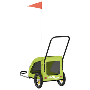 Cykelvagn för djur grön oxfordtyg och järn