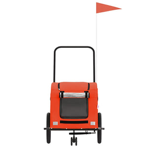 Cykelvagn för djur orange oxfordtyg och järn