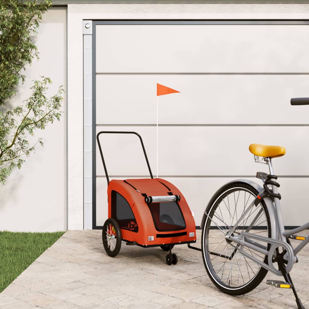 Cykelvagn för djur orange oxfordtyg och järn