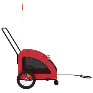 Cykelvagn för djur röd oxfordtyg och järn