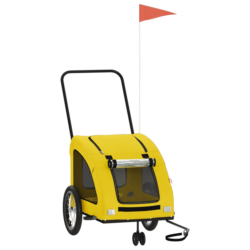 Cykelvagn för djur gul oxfordtyg och järn