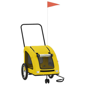 Cykelvagn för djur gul oxfordtyg och järn