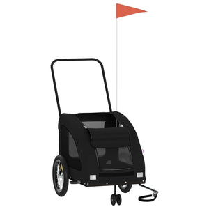 Cykelvagn för djur svart oxfordtyg och järn