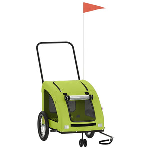 Cykelvagn för djur grön oxfordtyg och järn