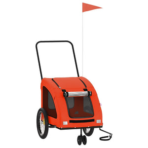 Cykelvagn för djur orange och grå oxfordtyg och järn