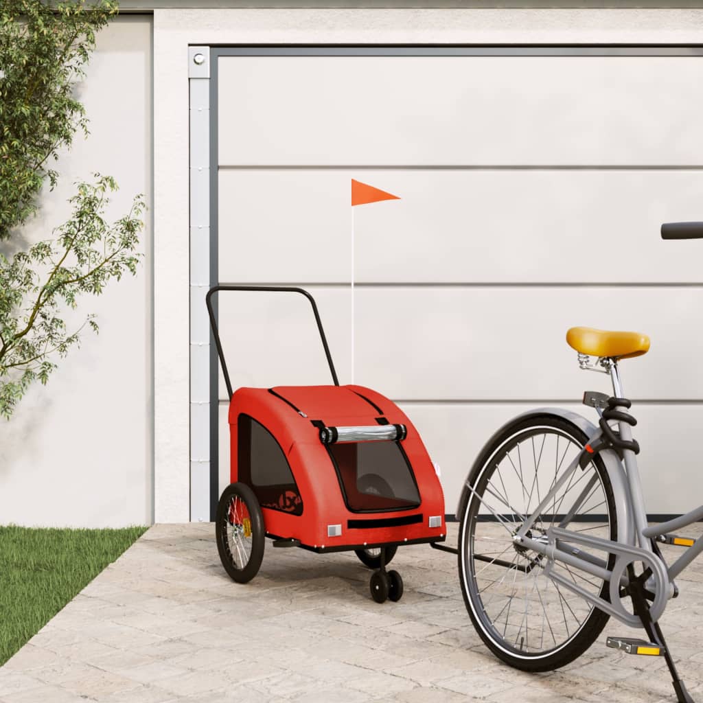Cykelvagn för djur orange och grå oxfordtyg och järn