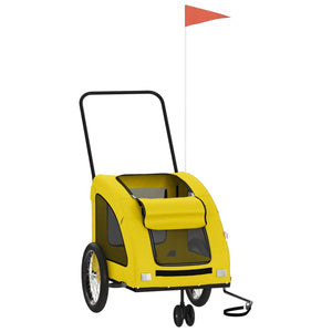 Cykelvagn för djur gul oxfordtyg och järn