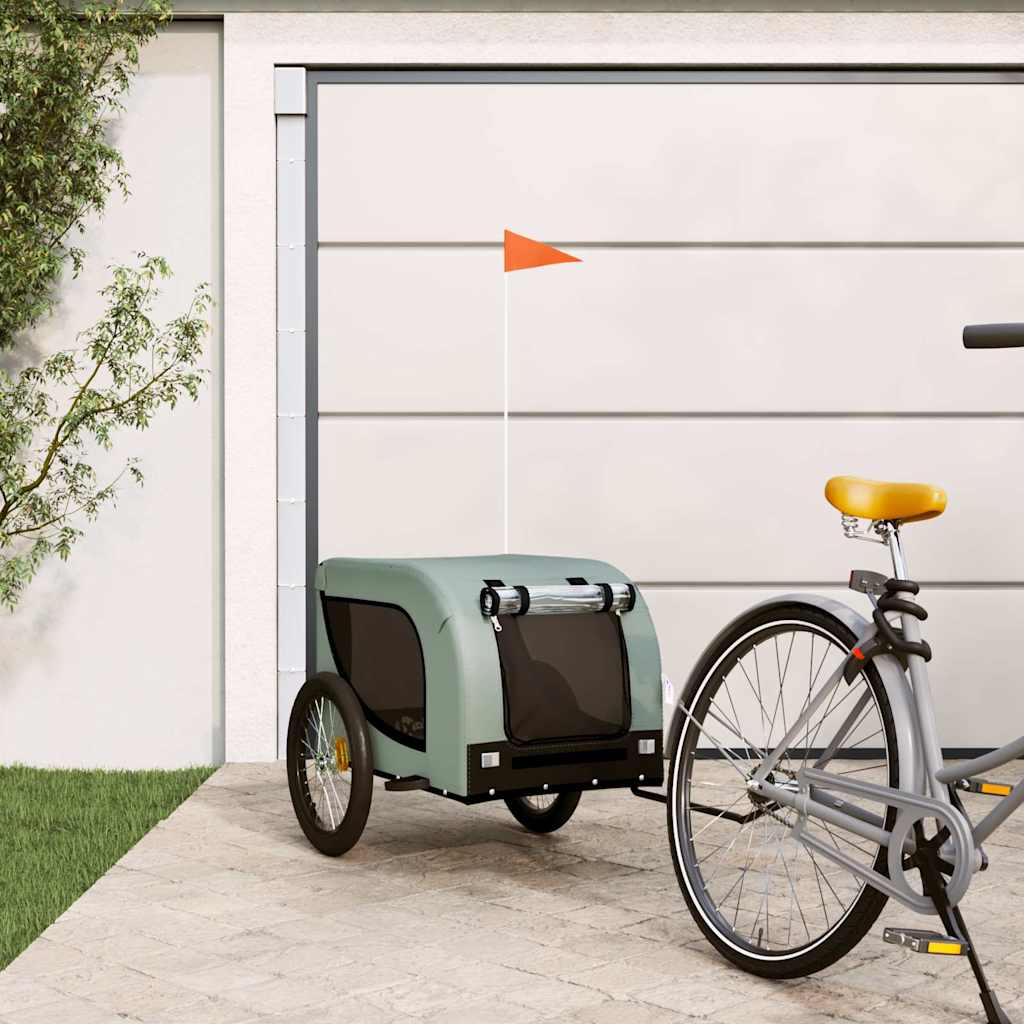 Cykelvagn för djur grå och svart oxfordtyg och järn