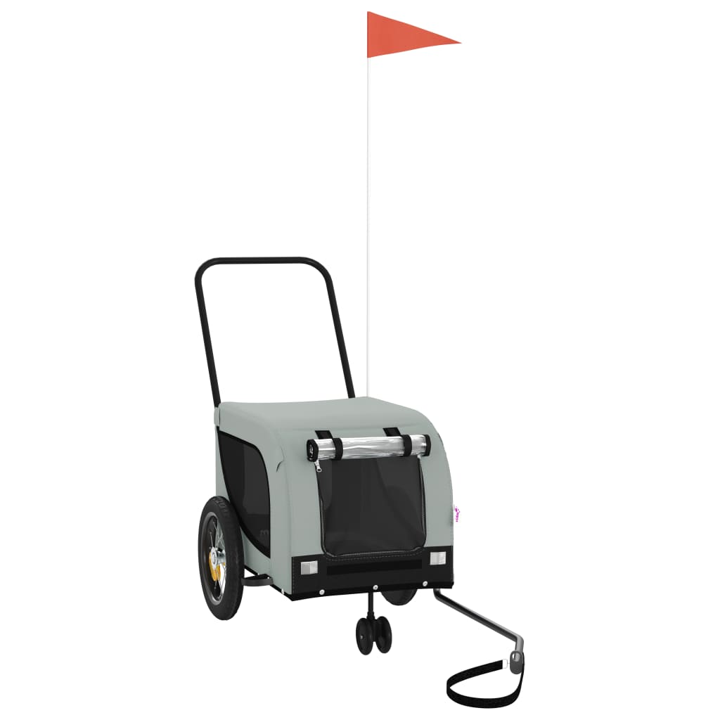 Cykelvagn för djur grå och svart oxfordtyg och järn