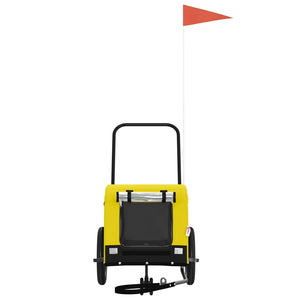 Cykelvagn för djur gul och svart oxfordtyg och järn