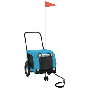 Cykelvagn för djur blå och svart oxfordtyg och järn