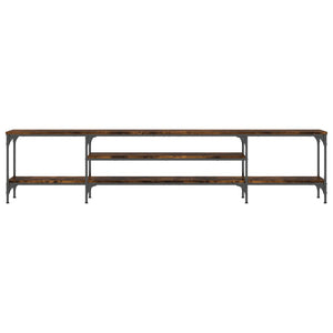 Tv-bänk rökfärgad ek 201x35x45 cm konstruerat trä & järn