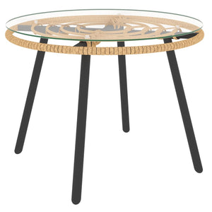 Loungegrupp för trädgården med beige dynor 3 delar konstrotting