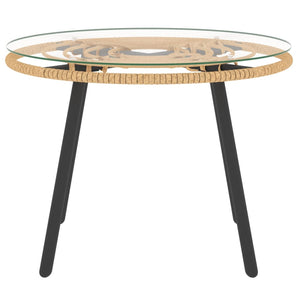 Loungegrupp för trädgården med beige dynor 3 delar konstrotting