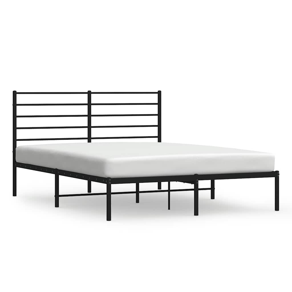 Sängram med huvudgavel metall svart 135x190 cm