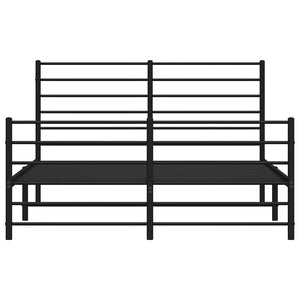 Sängram med huvudgavel och fotgavel svart metall 150x200 cm