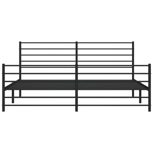 Sängram med huvudgavel och fotgavel svart metall 193x203 cm