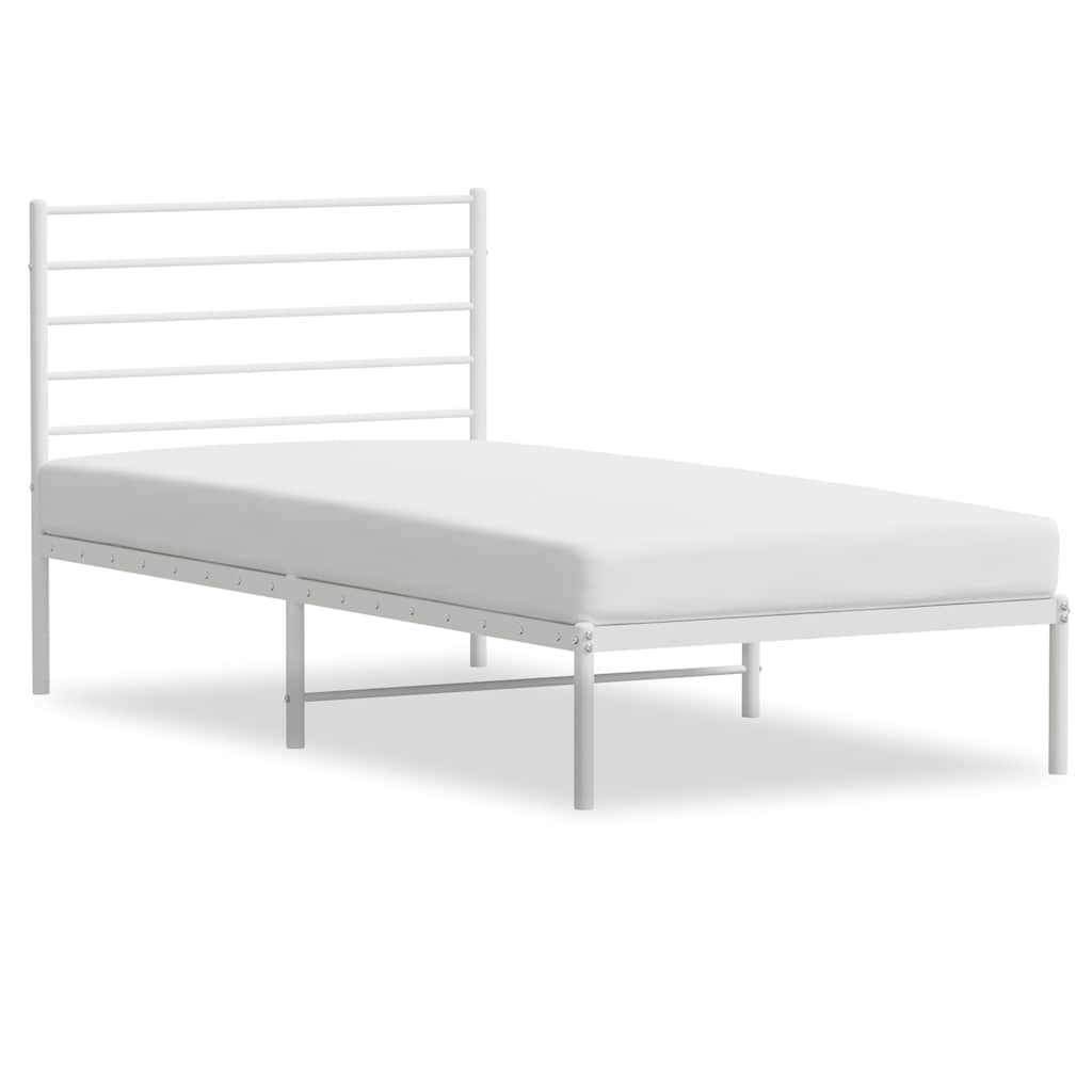 Sängram med huvudgavel metall vit 90x200 cm