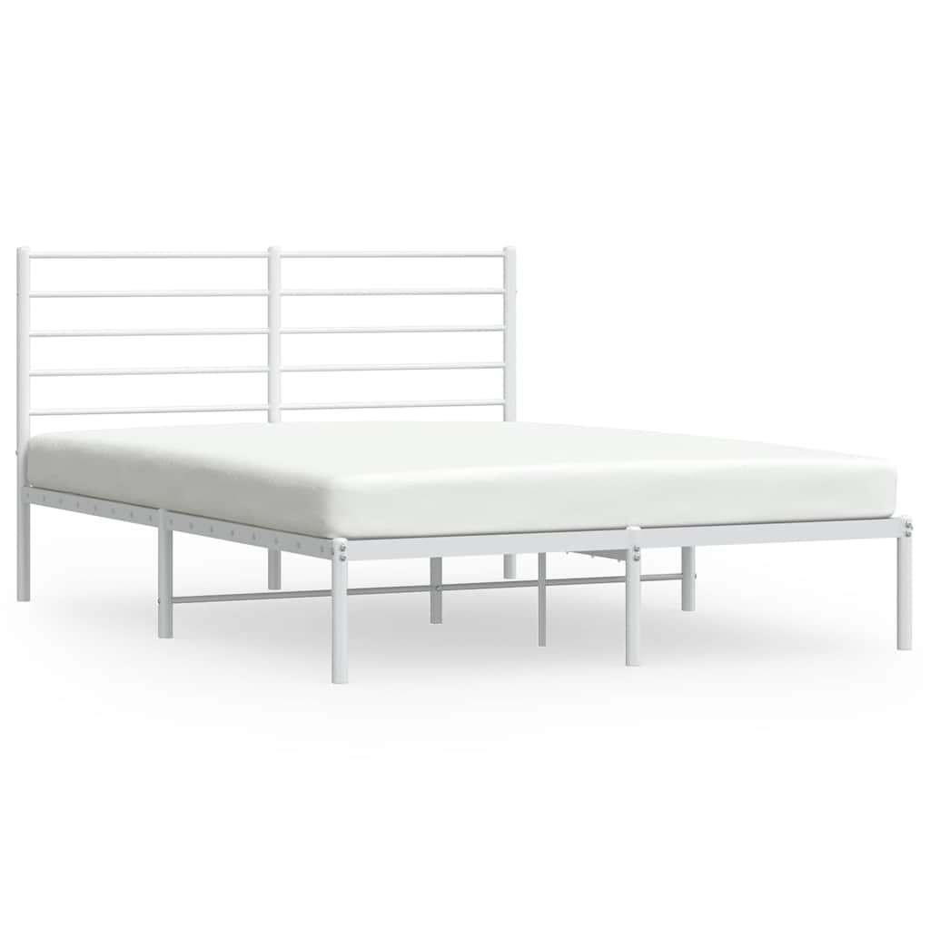 Sängram med huvudgavel metall vit 135x190 cm