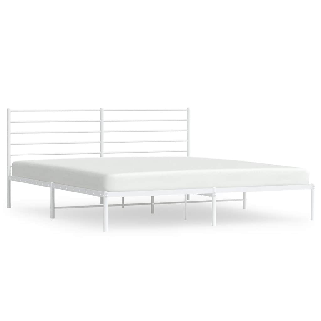 Sängram med huvudgavel metall vit 193x203 cm