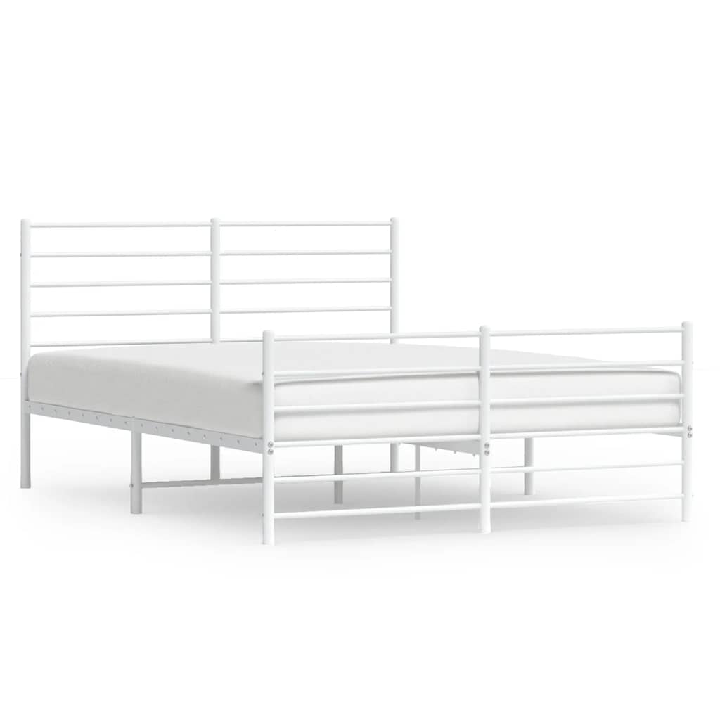 Sängram med huvudgavel och fotgavel vit metall 140x190 cm