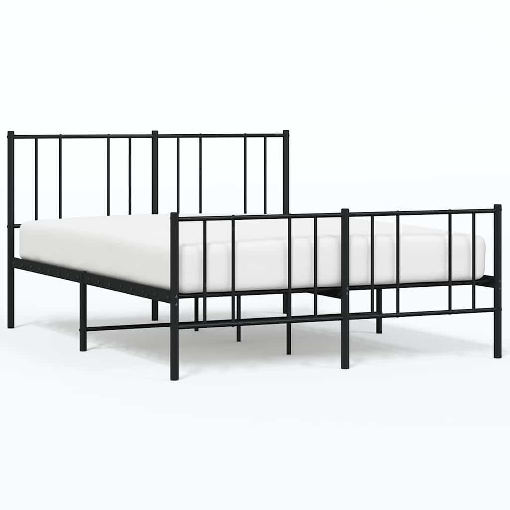 Sängram med huvudgavel och fotgavel svart metall 120x190 cm