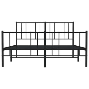 Sängram med huvudgavel och fotgavel svart metall 150x200 cm