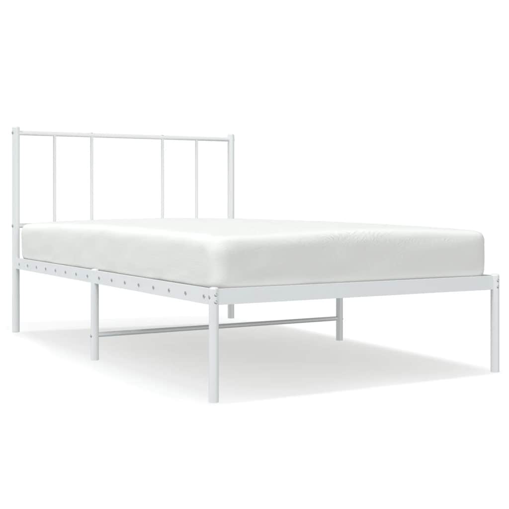 Sängram med huvudgavel metall vit 80x200 cm