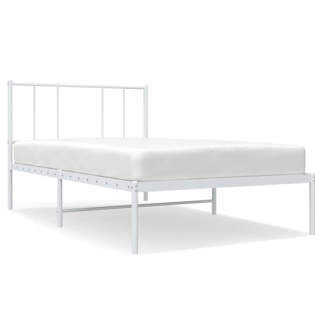 Sängram med huvudgavel metall vit 90x200 cm