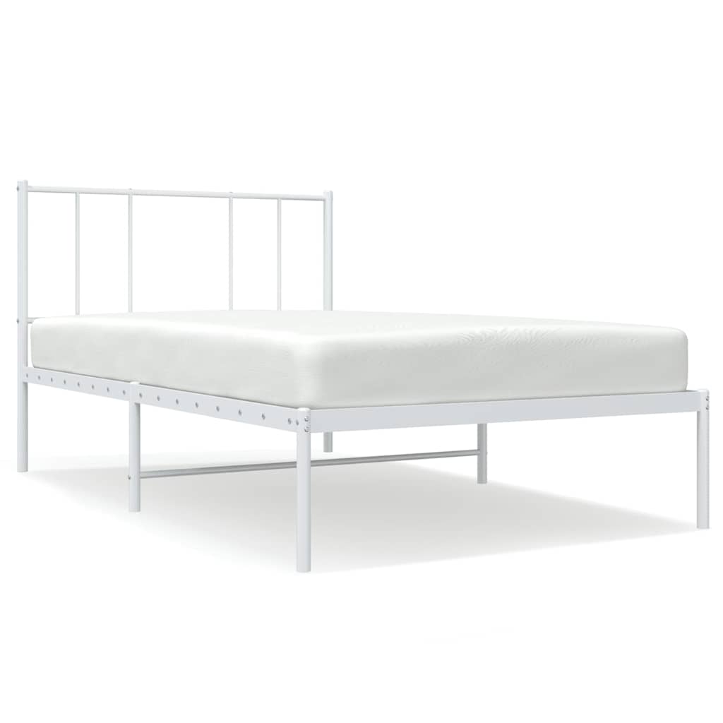 Sängram med huvudgavel metall vit 107x203 cm