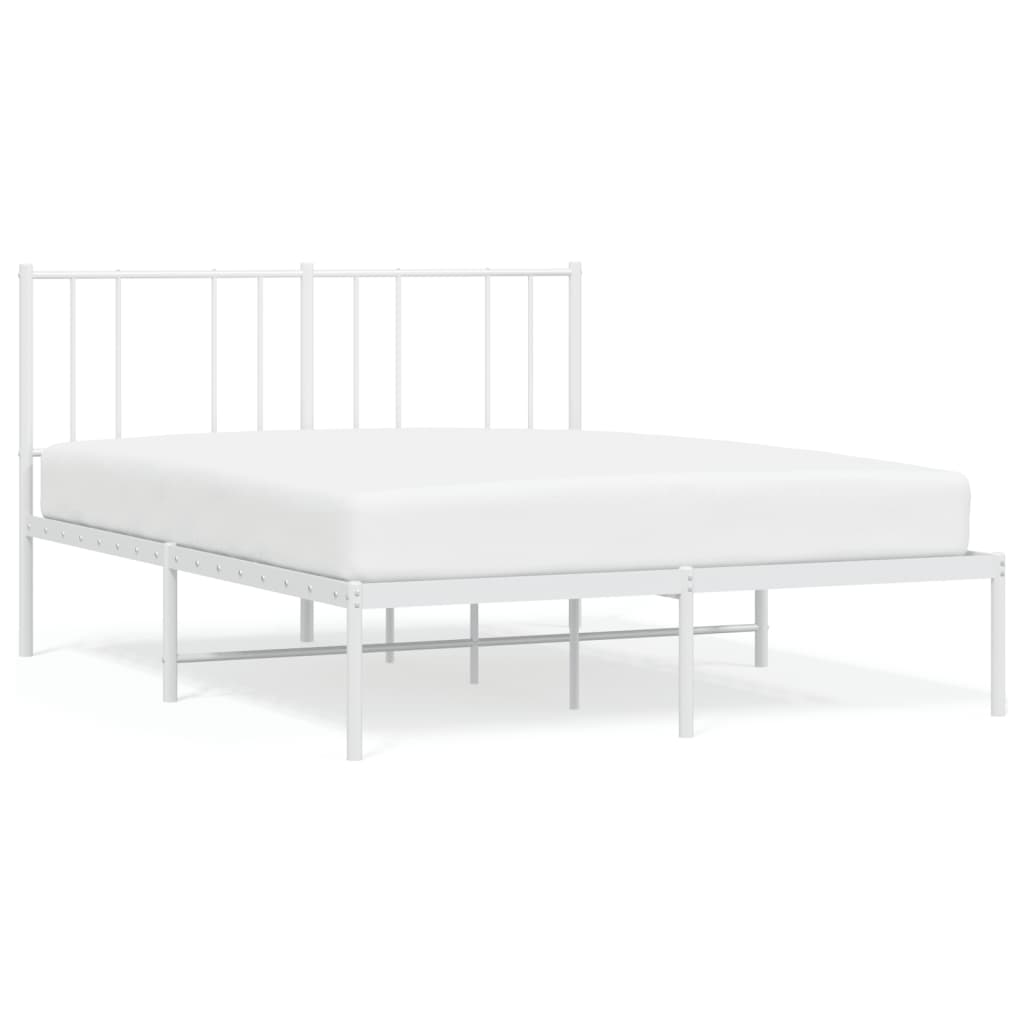 Sängram med huvudgavel metall vit 120x190 cm