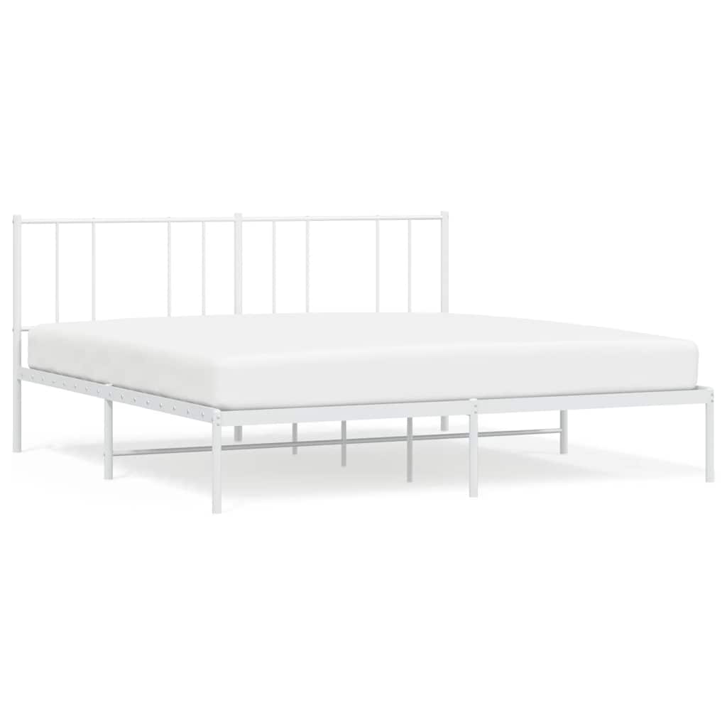 Sängram med huvudgavel metall vit 183x213 cm