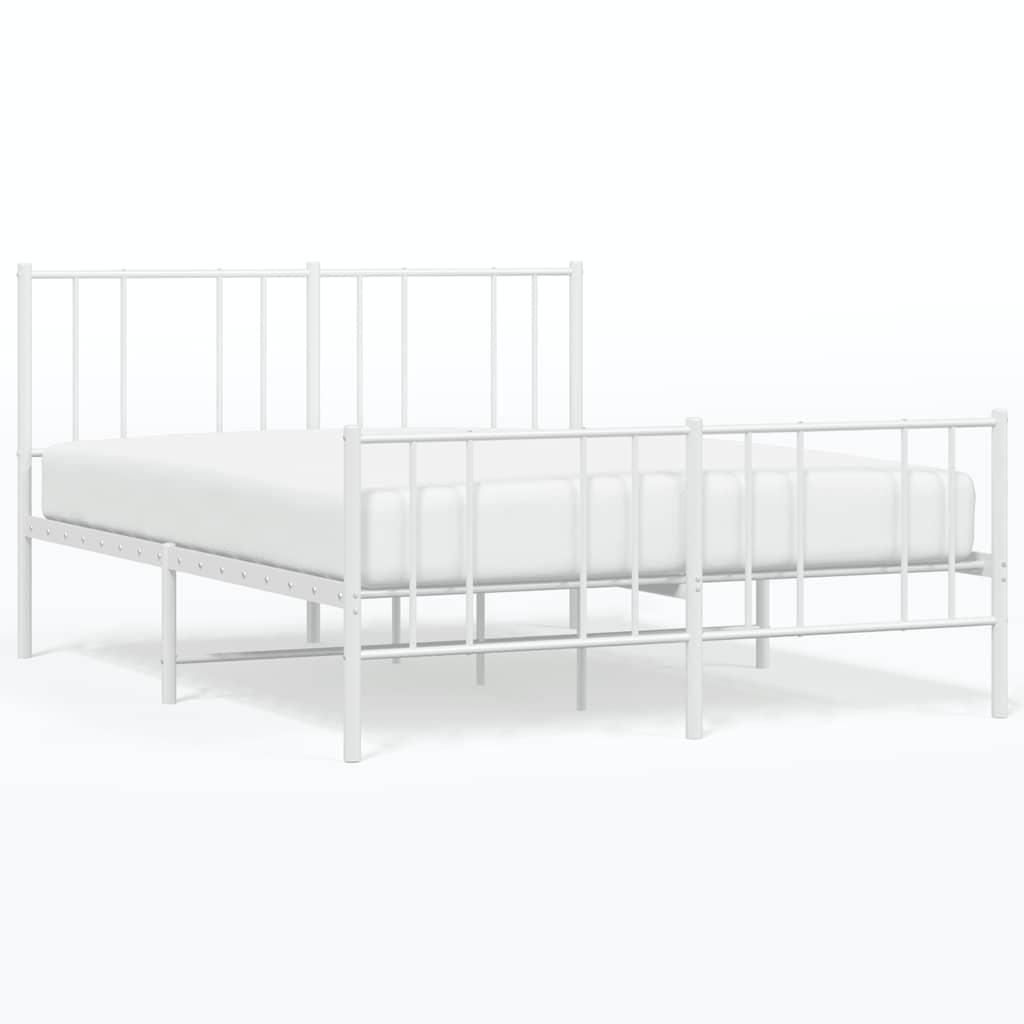 Sängram med huvudgavel och fotgavel vit metall 120x190 cm