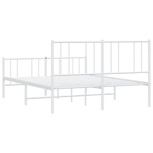 Sängram med huvudgavel och fotgavel vit metall 120x190 cm