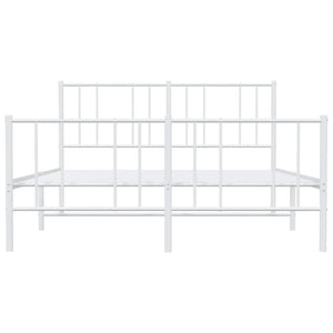 Sängram med huvudgavel och fotgavel vit metall 135x190 cm
