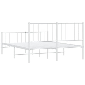 Sängram med huvudgavel och fotgavel vit metall 135x190 cm